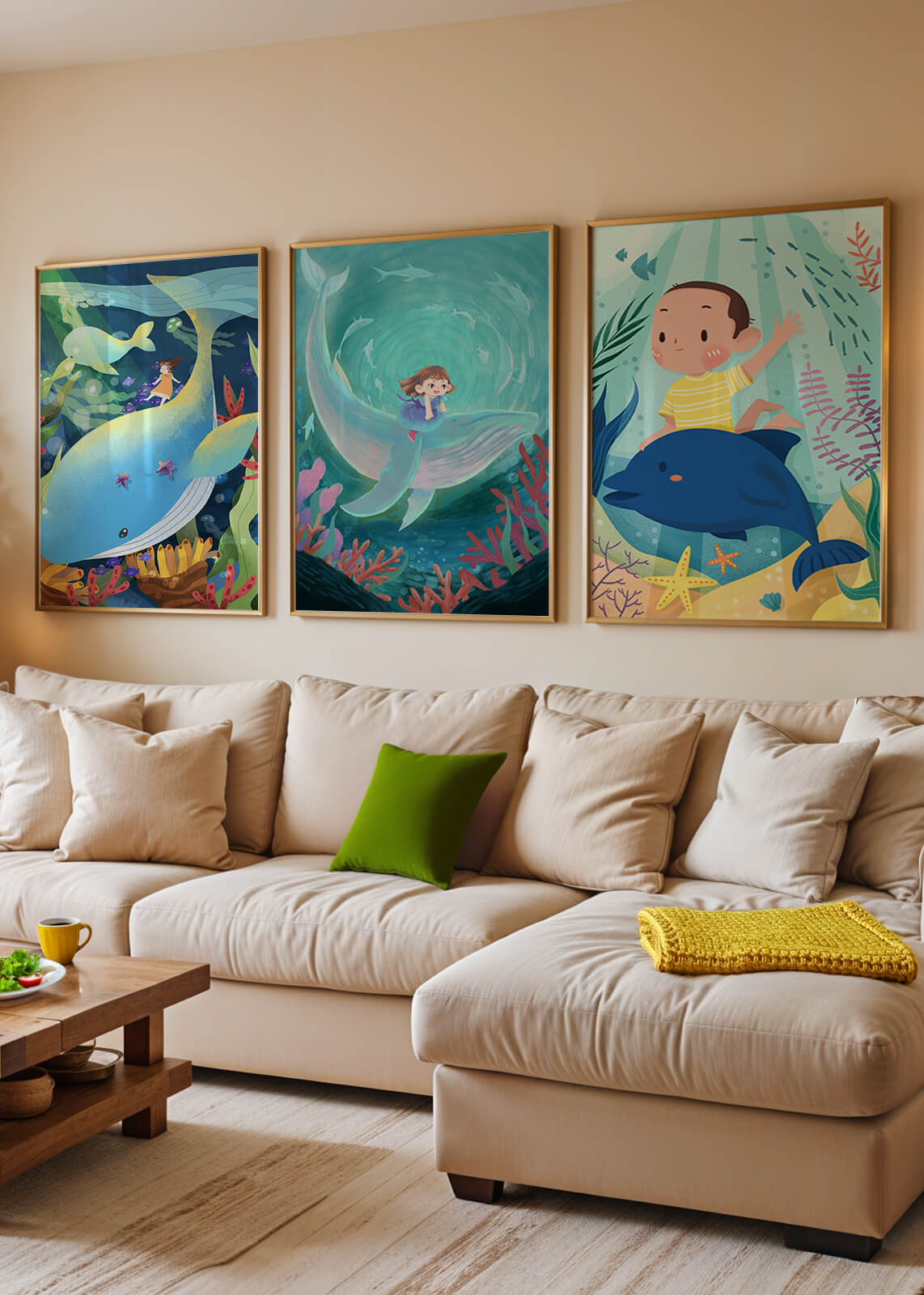 Tableau pour Enfants d’Aventures Sous-Marines avec Animaux Marins