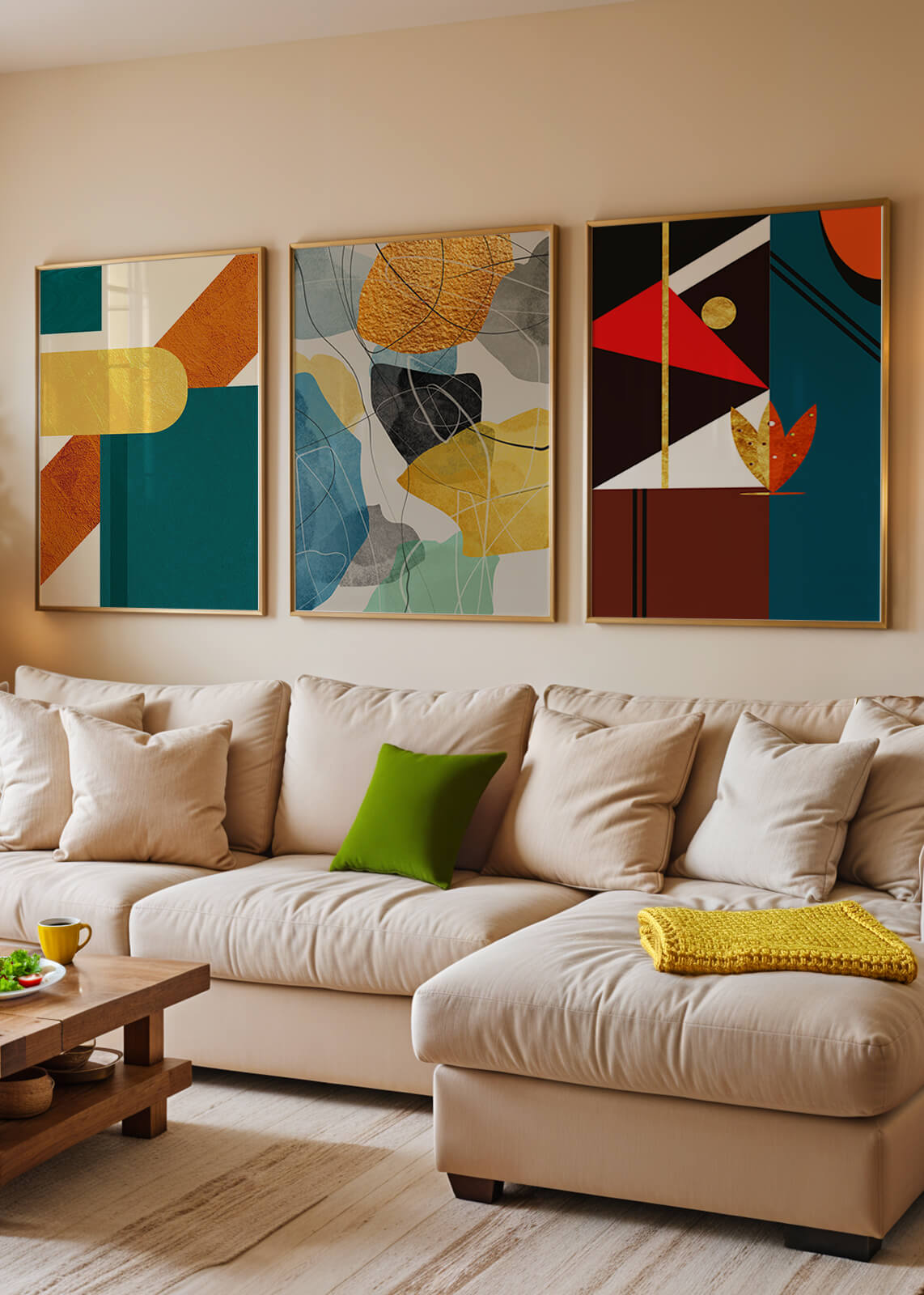 Arte Abstracto Moderno Con Elementos Geométricos Y Detalles Dorados