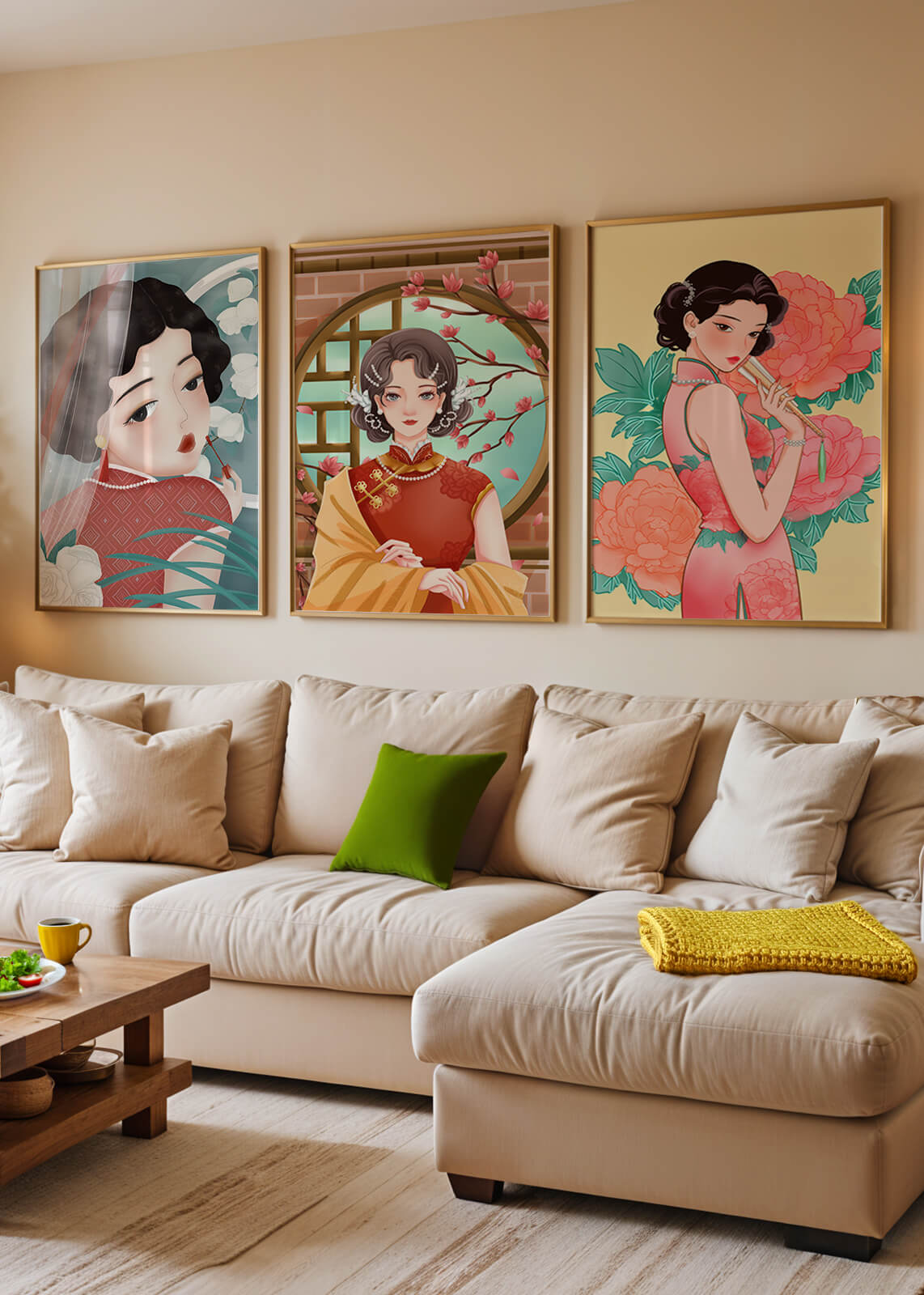 Portraits de femmes orientales avec des motifs floraux élégants