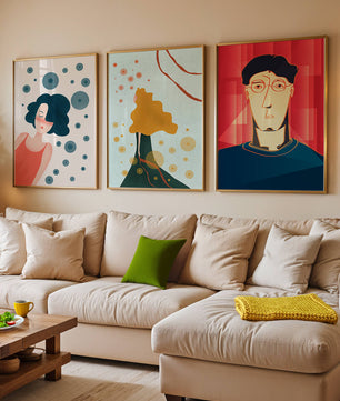 Triptyque d'art moderne avec impressions originales colorées