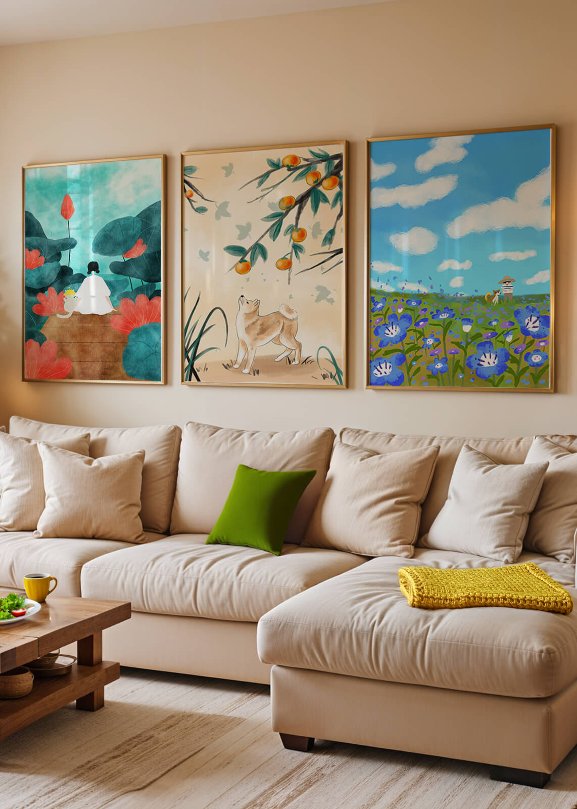 Conjunto de Pinturas Artísticas con Elementos Naturales y Animales