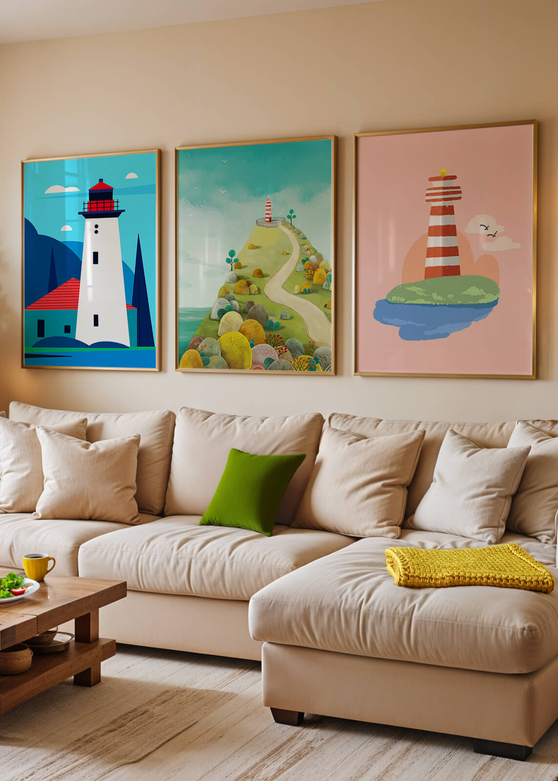 Conjunto de Impresiones de Arte con Motivos de Faros Sin Marco