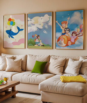 Conjunto de Ilustraciones Fantasía Infantil en Marcos Dorados
