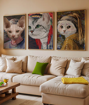 Pinturas de Gatos Elegantes en Estilo Clásico
