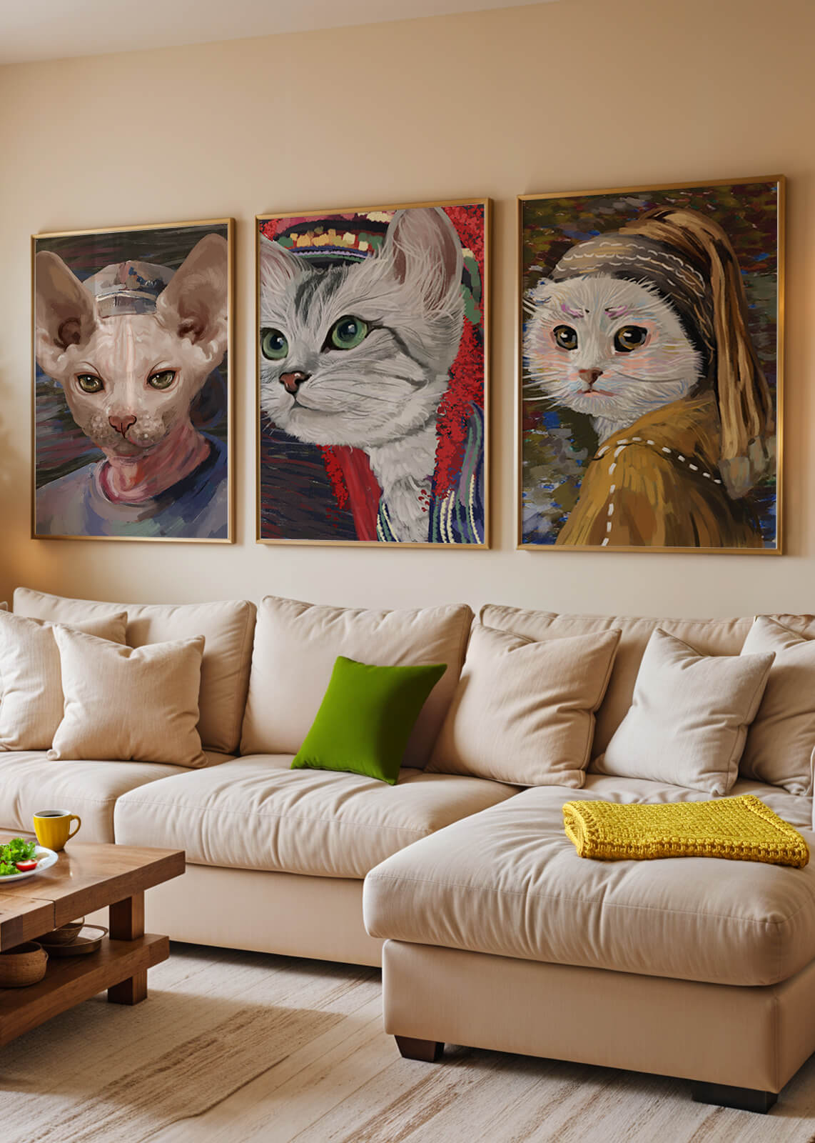 Pinturas de Gatos Elegantes en Estilo Clásico