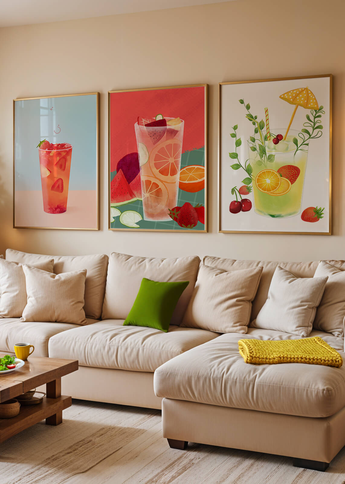 Conjunto De Obras De Arte Con Bebidas Refrescantes