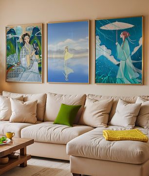 Décoration artistique de style oriental avec trois œuvres