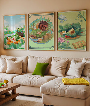 Decoraciones Artísticas de Comida Asiática en Coloridos Marcos