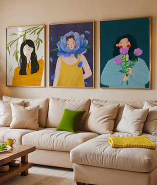 Ensemble de trois illustrations modernes sans cadre