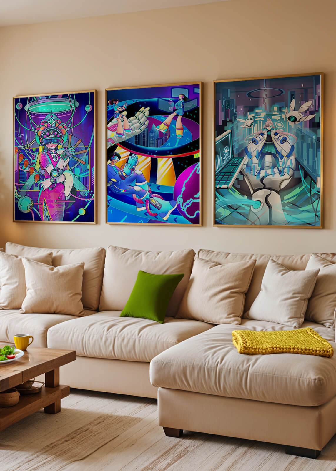 Obras de Arte de Ciencia Ficción con Diseño Futurista y Colores Vivos