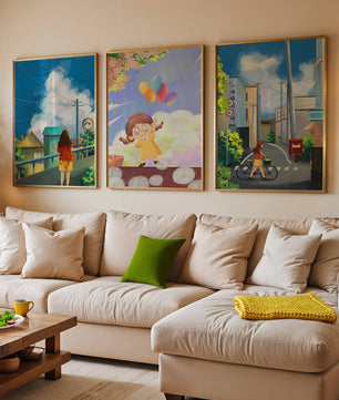 Conjunto de Lienzos de Arte Infantil y Escenas Urbanas
