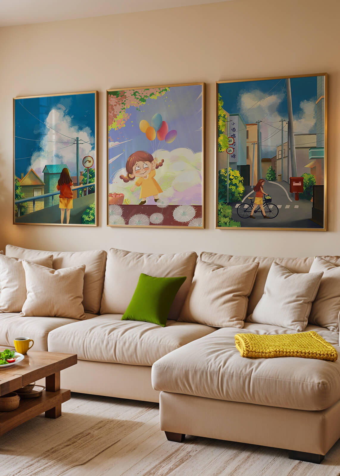 Conjunto de Lienzos de Arte Infantil y Escenas Urbanas