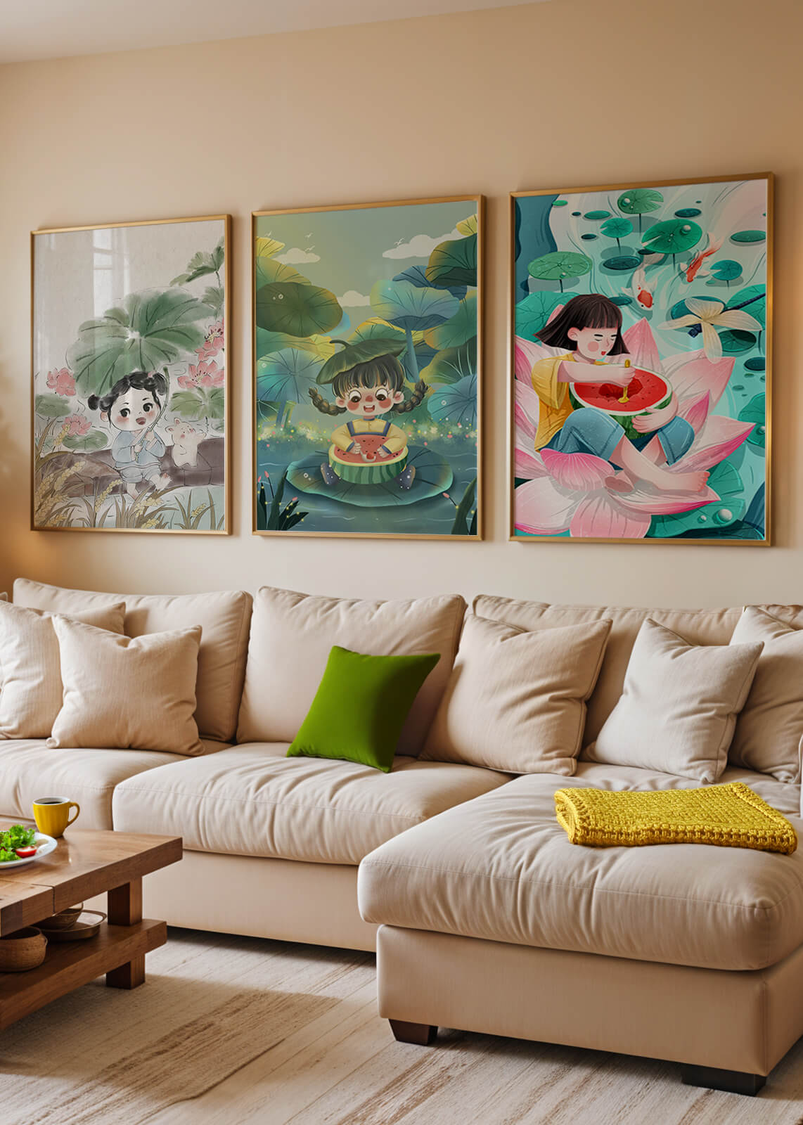 Arte Infantil de Niños con Flores y Animales