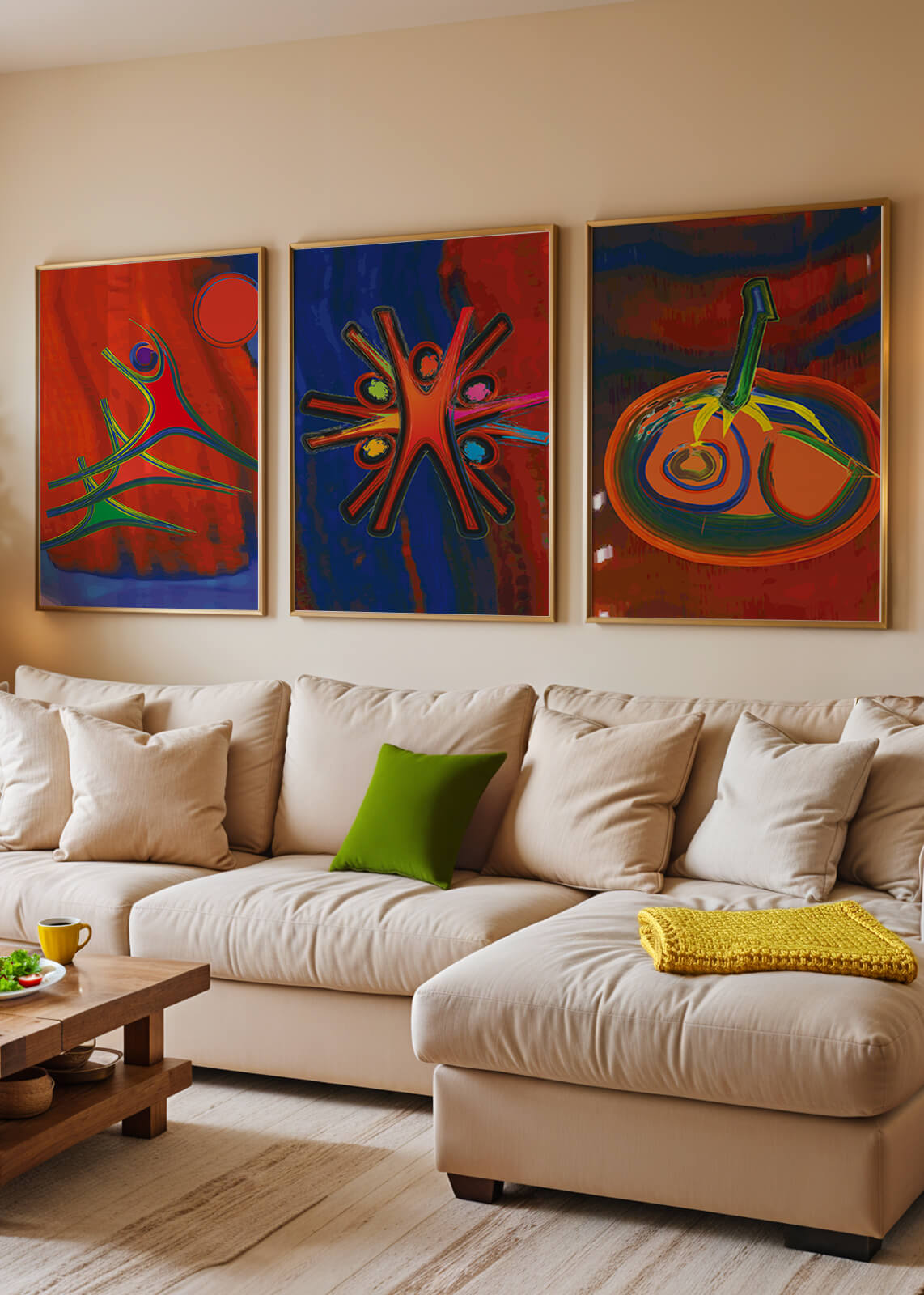 Pinturas Abstractas Coloridas en Estilo Moderno Sin Marco
