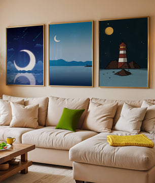 Ensemble de toiles Nuit étoilée et Phare