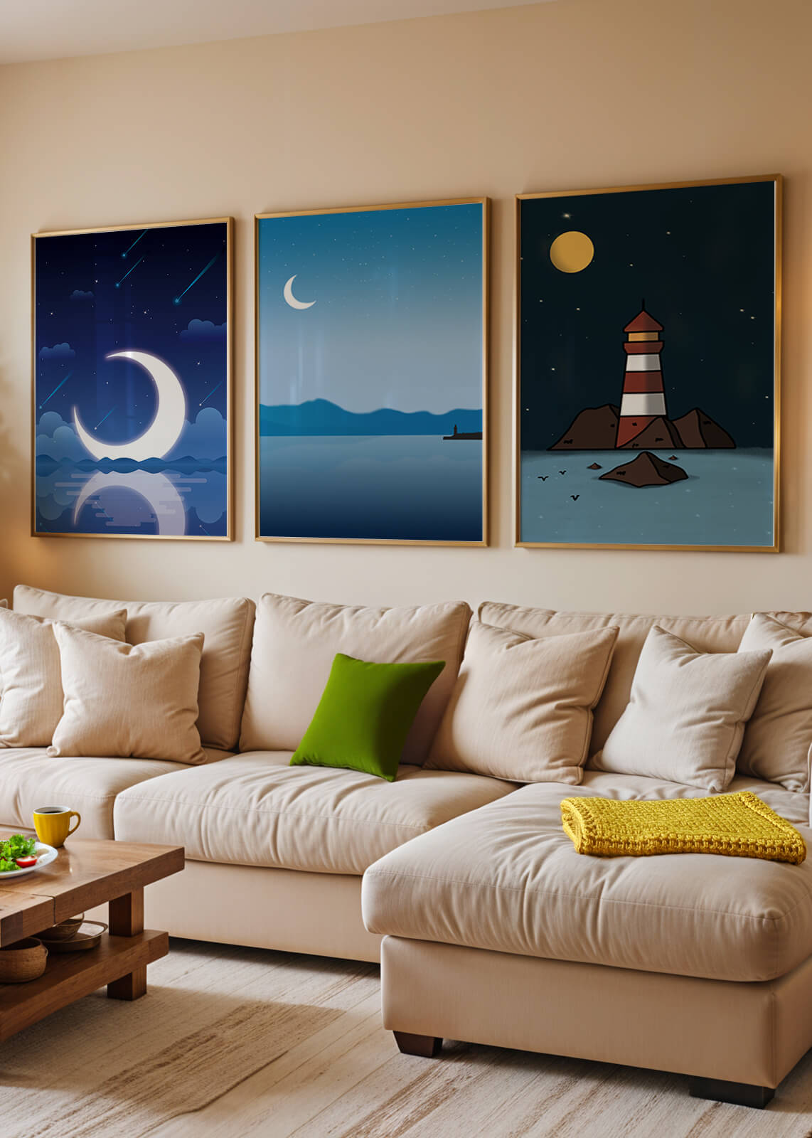 Ensemble de toiles Nuit étoilée et Phare