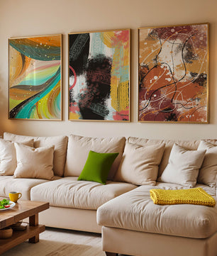 Conjunto De Cuadros Abstractos De Impresión En Alta Calidad