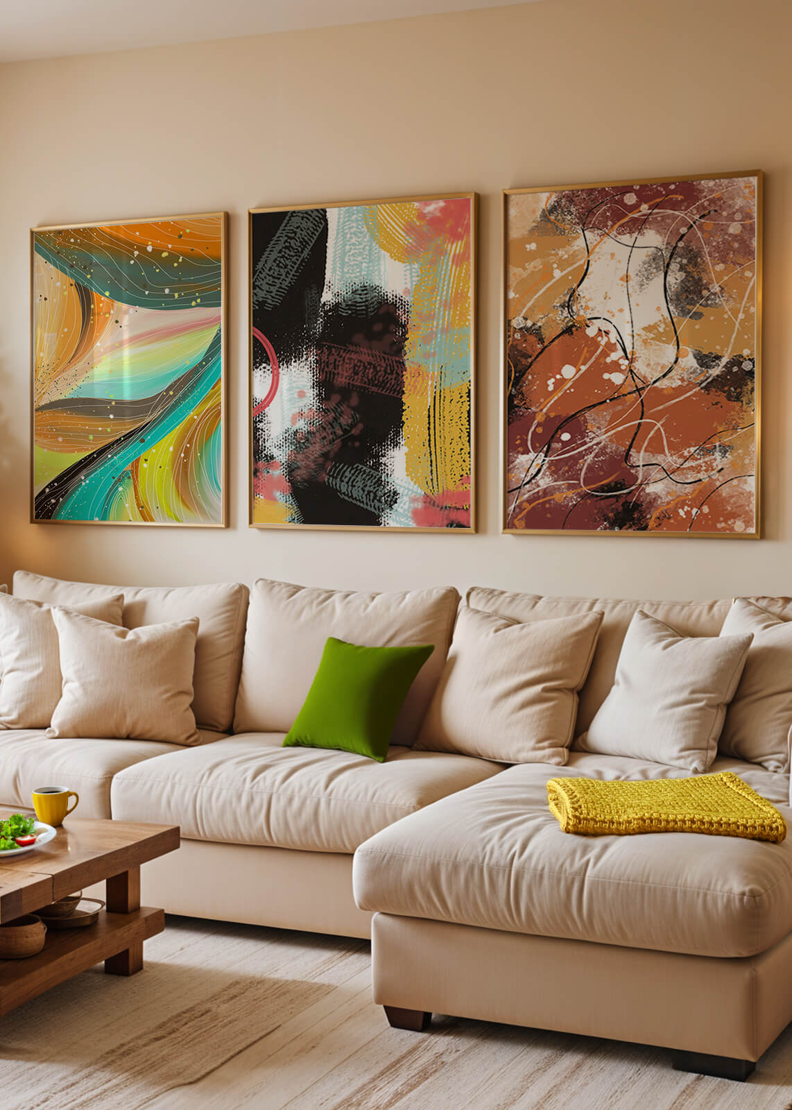Conjunto De Cuadros Abstractos De Impresión En Alta Calidad