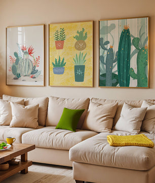 Conjunto De Impresiones De Cactus Sin Marco En Interior