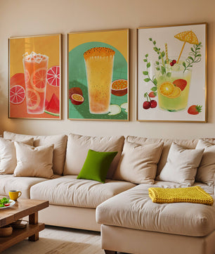 Set moderner tropischer Getränke-Kunstwerke im illustrativen Stil