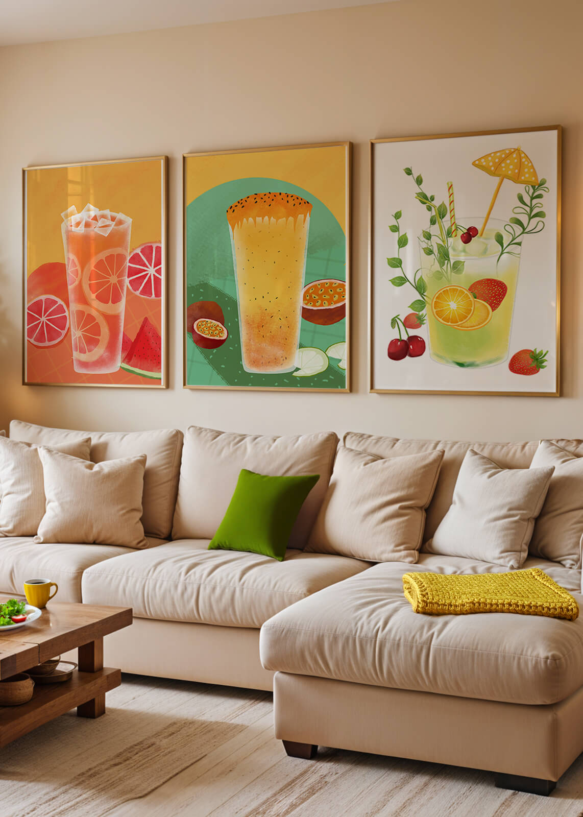 Set moderner tropischer Getränke-Kunstwerke im illustrativen Stil