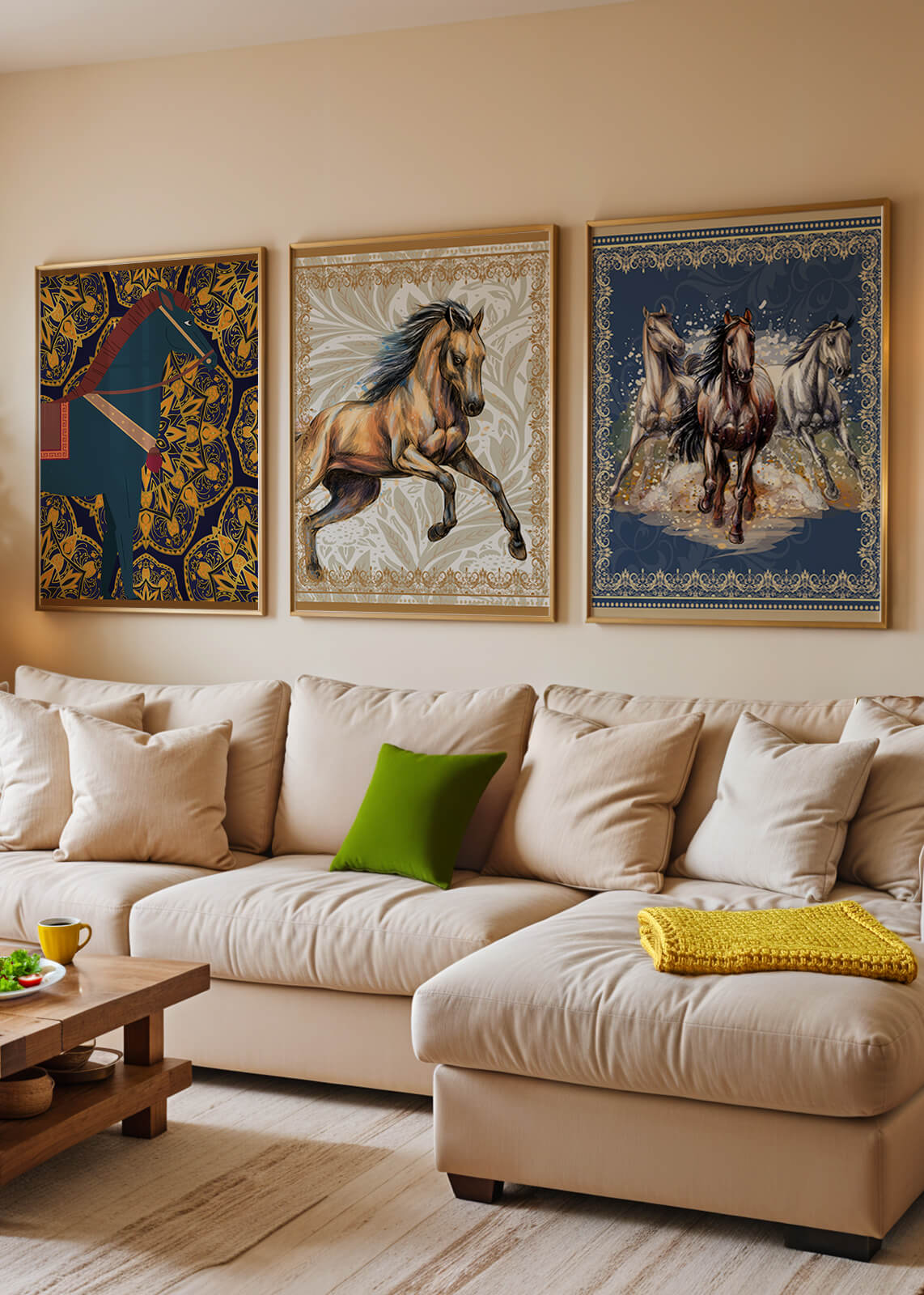 Tríos de Arte Ecuestre con Fondos Ornamentales