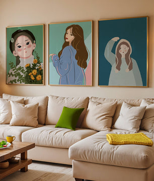 Impresiones artísticas de retratos femeninos en estilo moderno