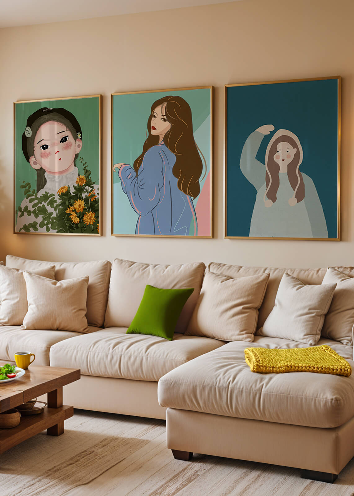 Impresiones artísticas de retratos femeninos en estilo moderno