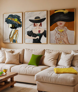 Impression artistique de mode avec éléments dorés