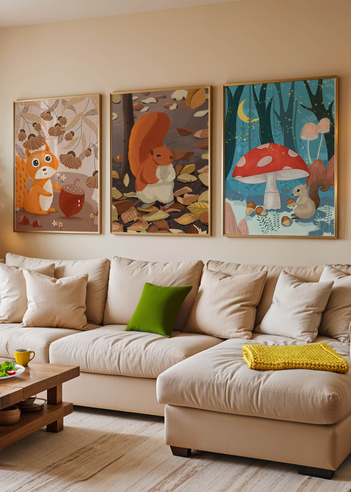 Ilustraciones De Animales En Un Bosque Otoñal