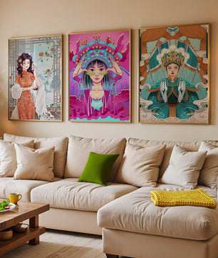 Art moderne de femmes en costumes traditionnels orientaux