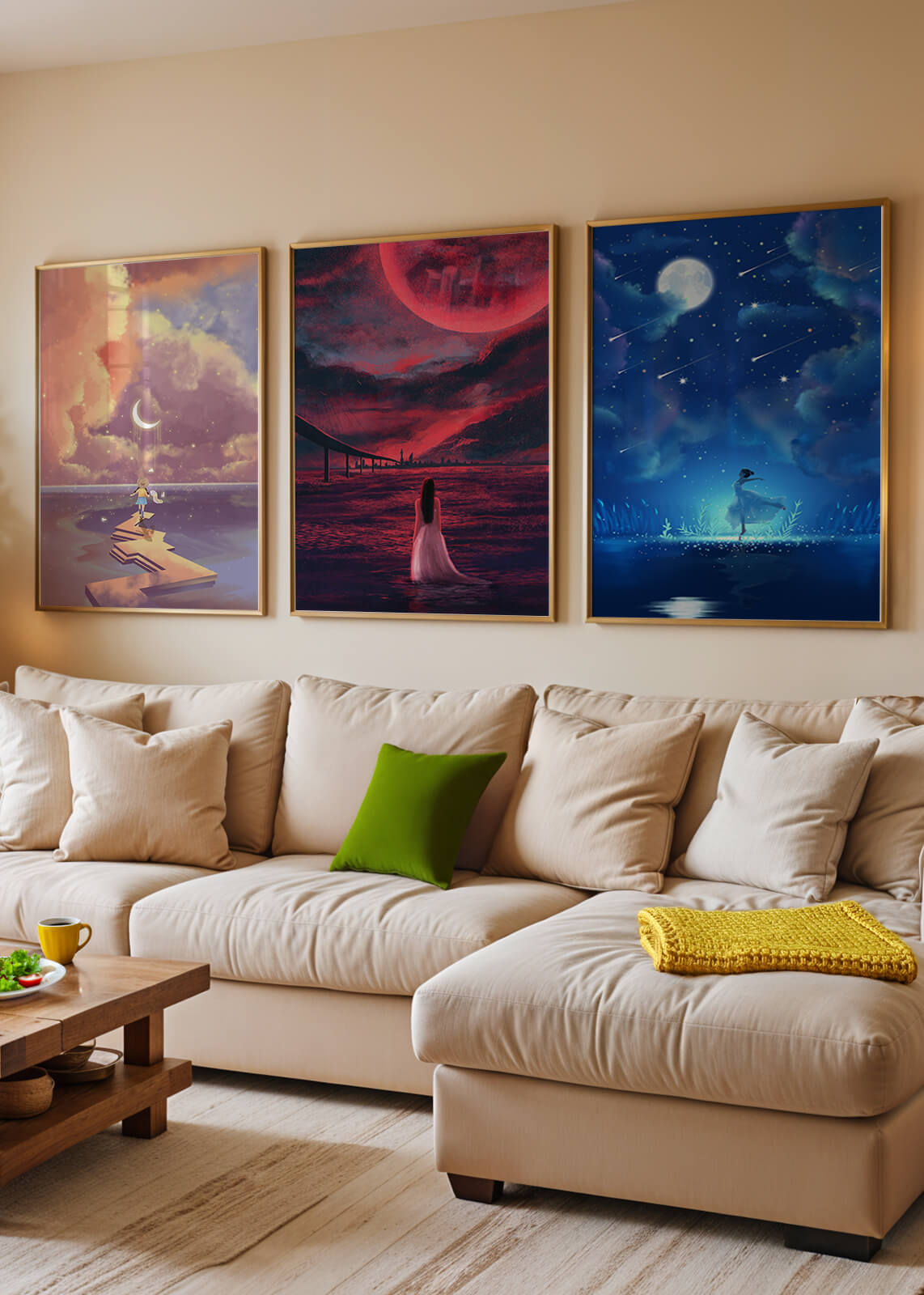 Decoración Moderna de Pared con Obras de Arte Sin Marco