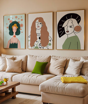 Obras Modernas de Arte con Figuras Femeninas y Coloridos Abstractos