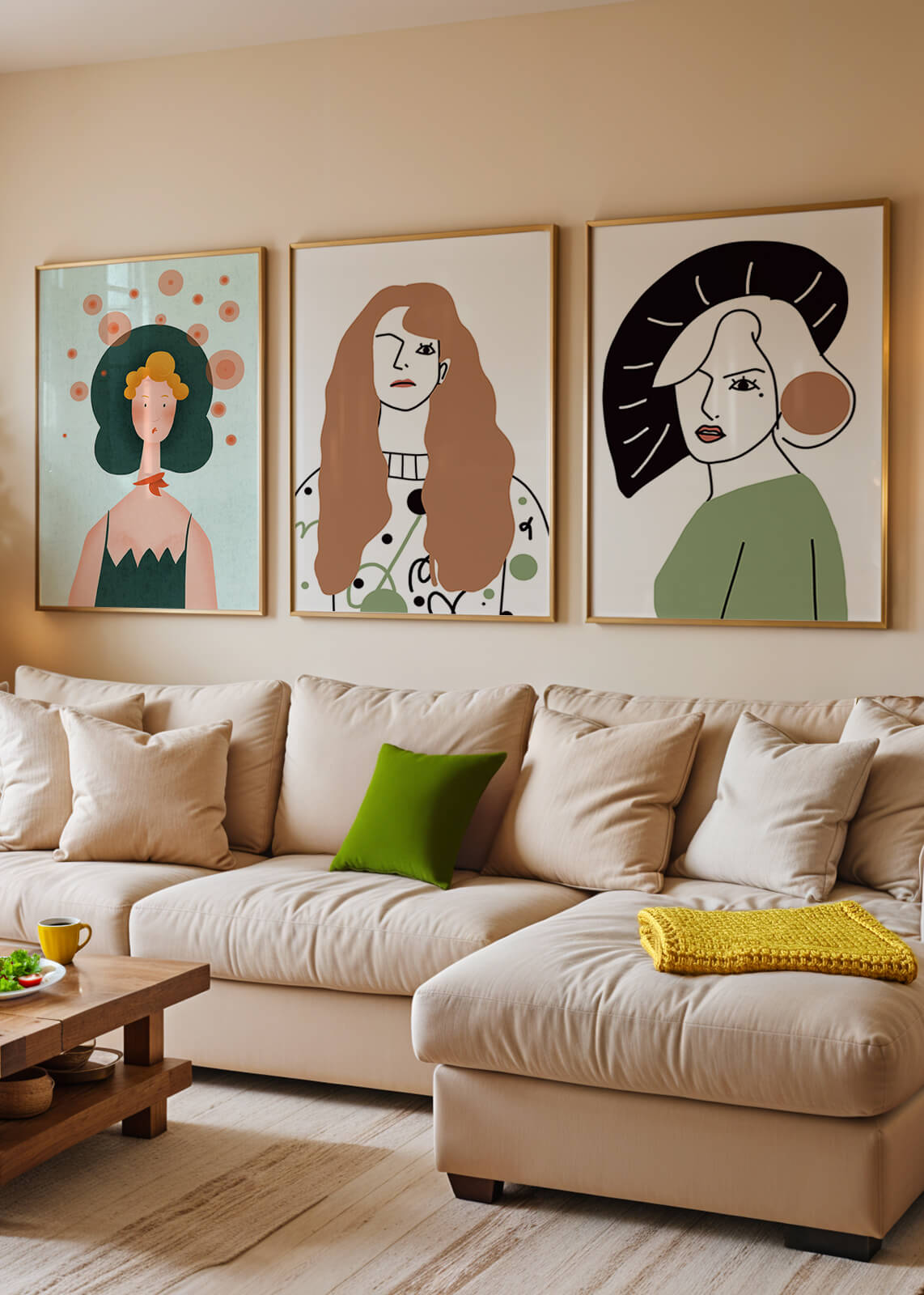 Obras Modernas de Arte con Figuras Femeninas y Coloridos Abstractos