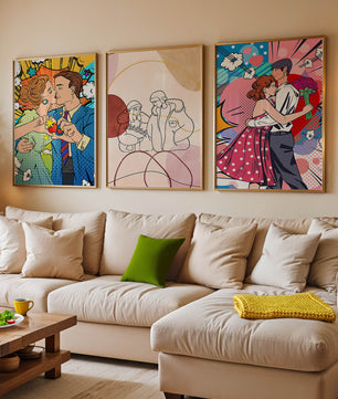 Ensemble d’œuvres d’art de couples en style Pop Art et ligne