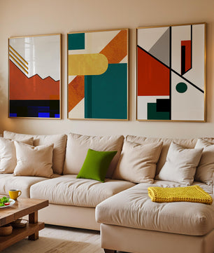 Ensemble d'art abstrait moderne avec des motifs géométriques sans cadre