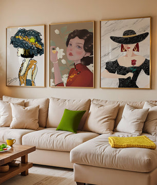 Set de Arte con Retratos de Mujeres en Estilo Clásico y Moderno