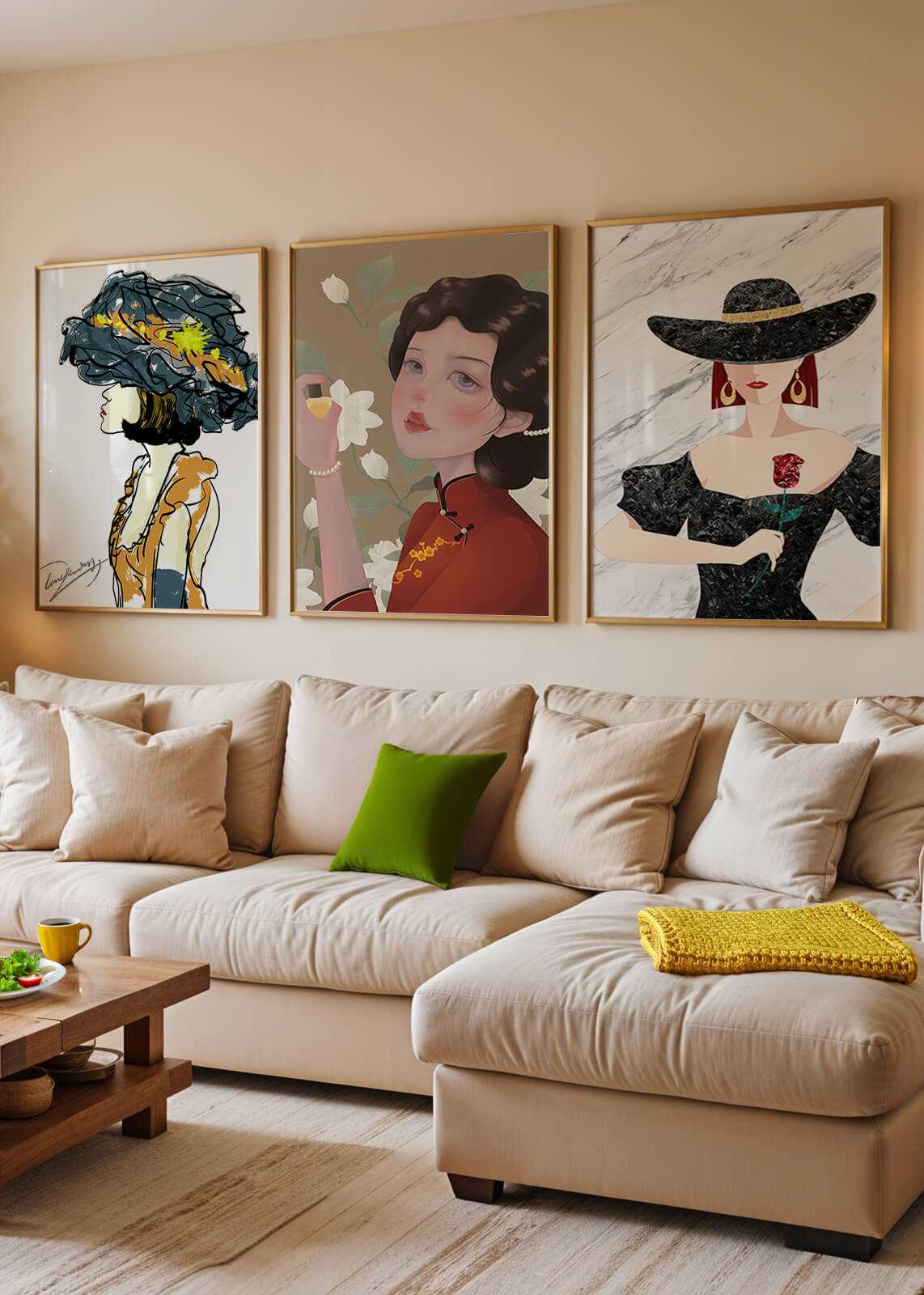 Set de Arte con Retratos de Mujeres en Estilo Clásico y Moderno