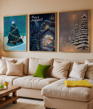 Décoration de Noël avec illustrations hivernales et ambiances festives