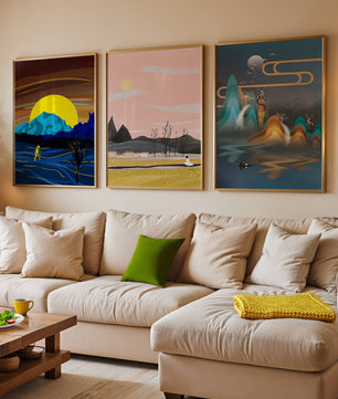 Tríptico de Paisajes Contemporáneos en Colores Vibrantes