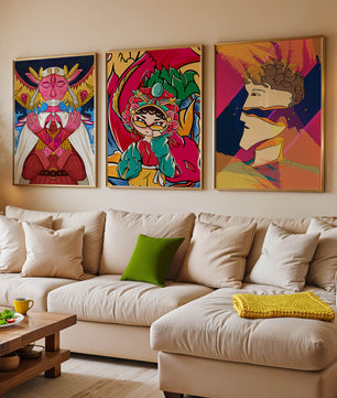 Ensemble de trois œuvres d’art pop sans cadre