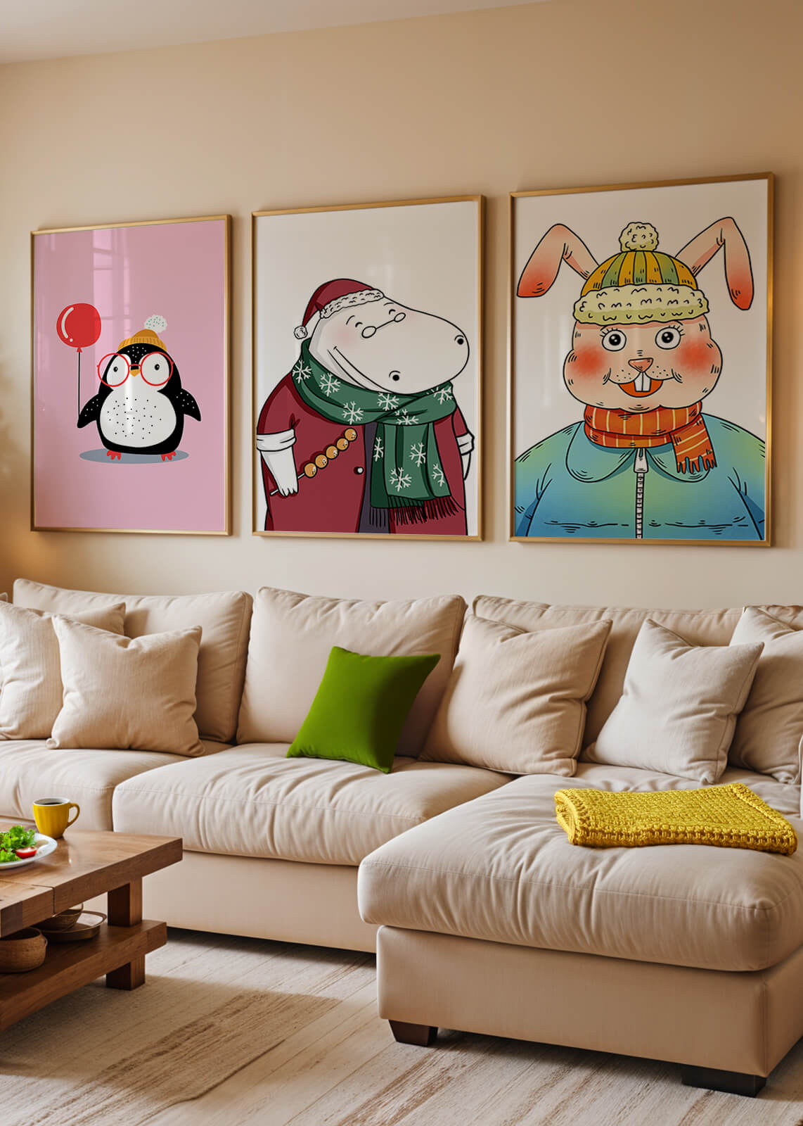 Arte Infantil Con Animales Divertidos Para Decoración