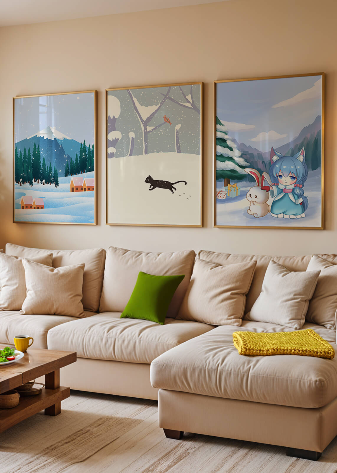 Paysages enneigés et personnage fantastique en impression de haute qualité