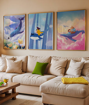 Images illustratives avec des animaux marins et des figures humaines