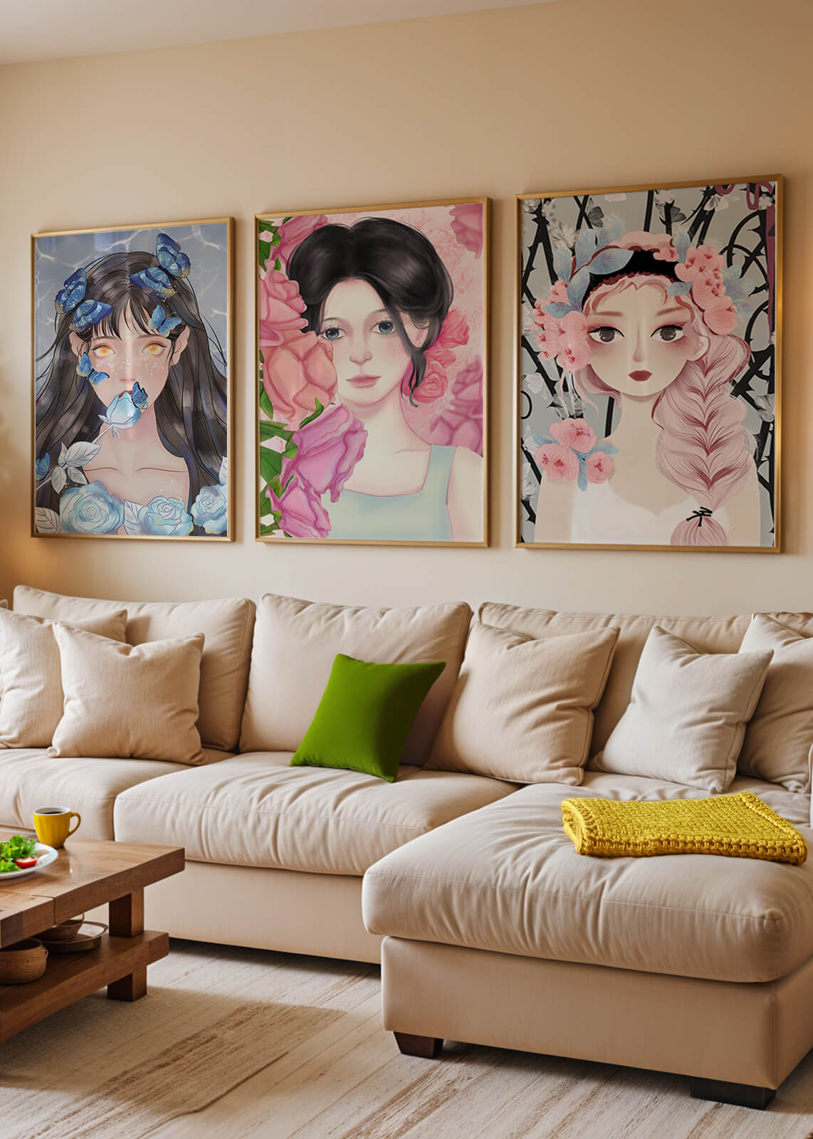 Arte De Mujeres Con Flores En Lienzos De Alta Calidad