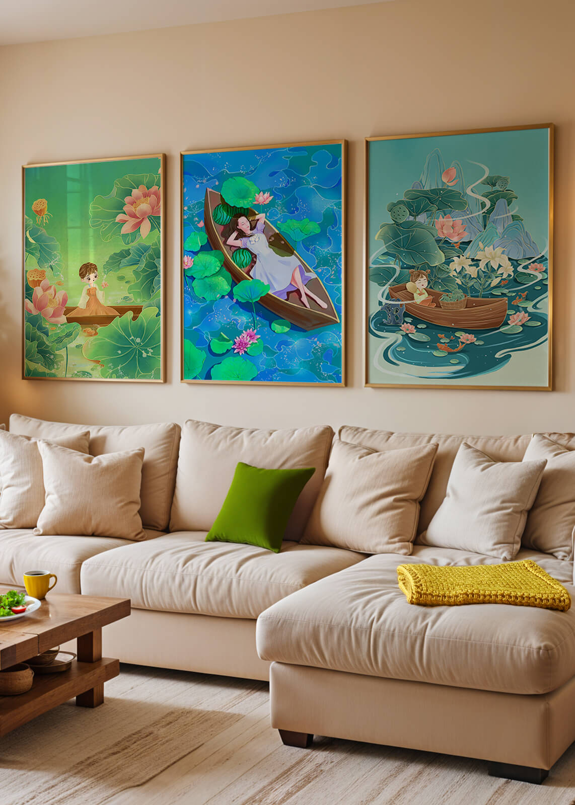 Arte De Niños En Barcos Con Flores Y Agua