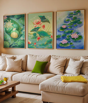 Peintures de nénuphars et de fleurs en style moderne