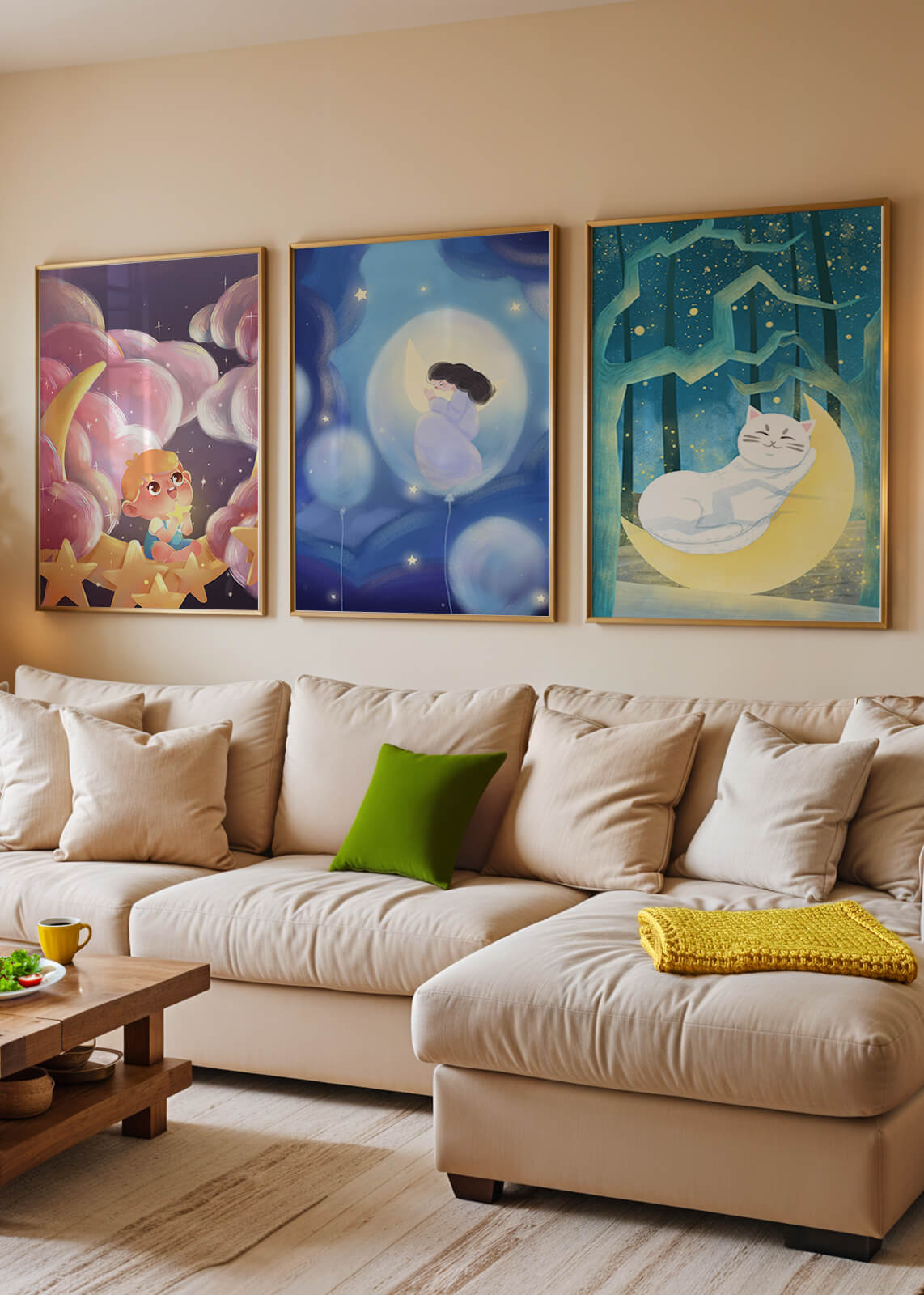 Tableaux de rêve avec des motifs pour enfants et des pois