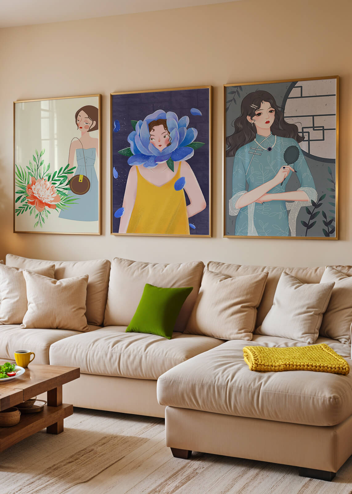 Cuadros Modernos con Ilustraciones Artísticas Femeninas en Estilo Colorido
