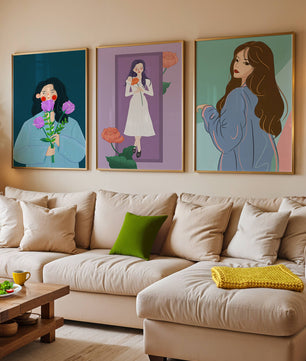 Ilustraciones Modernas De Mujeres Con Flores